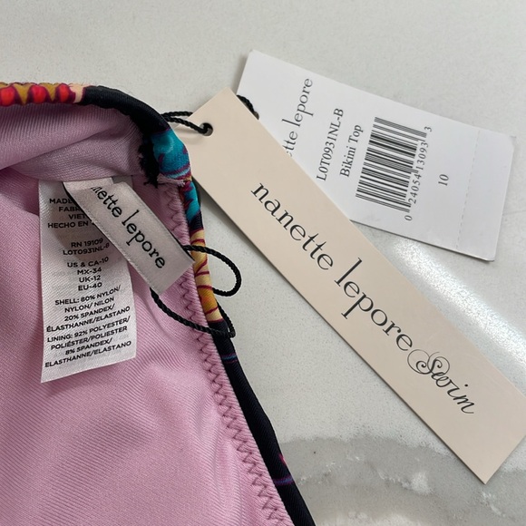 Nanette Lepore swim Bikini Floral print Black Aqua Pink 10 misses - Picture 8 of 12